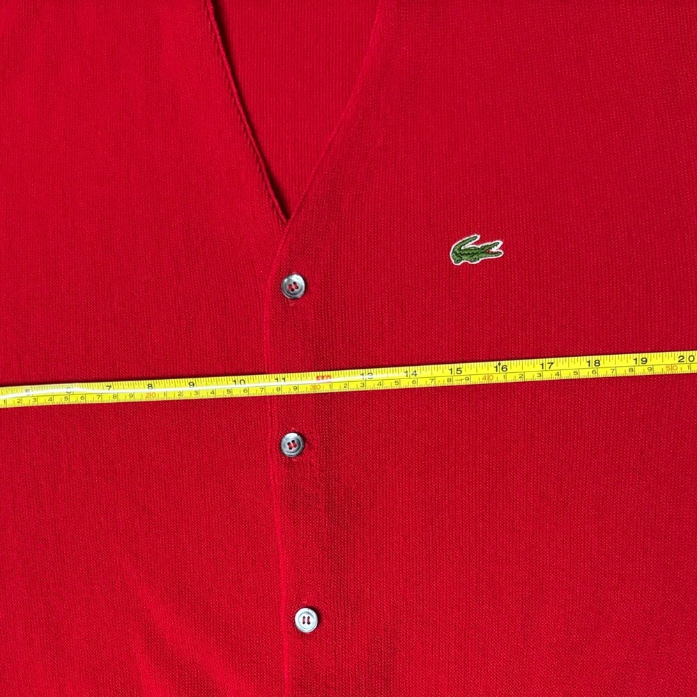 Vintage Izod Lacoste Men's Vibrant Red Cardigan Size Large Excellent - Picture 6 of 14